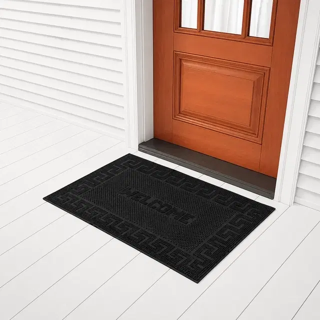 Status Welcome Rubber Pin Stripe Mat [38x58cm] Black