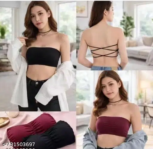 Short Bralette with Cutout for Women, Pack of 2 (Black, M)