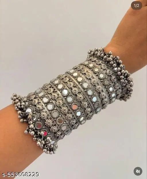 Mirror Bangle Long Size Oxidised Bangle