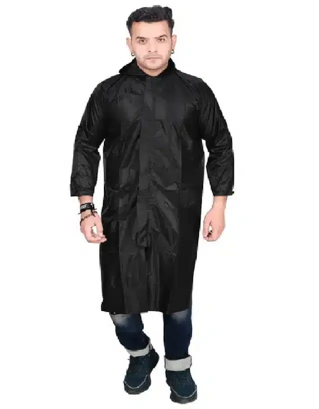 Nylon Waterproof Raincoat for Men, Black, M