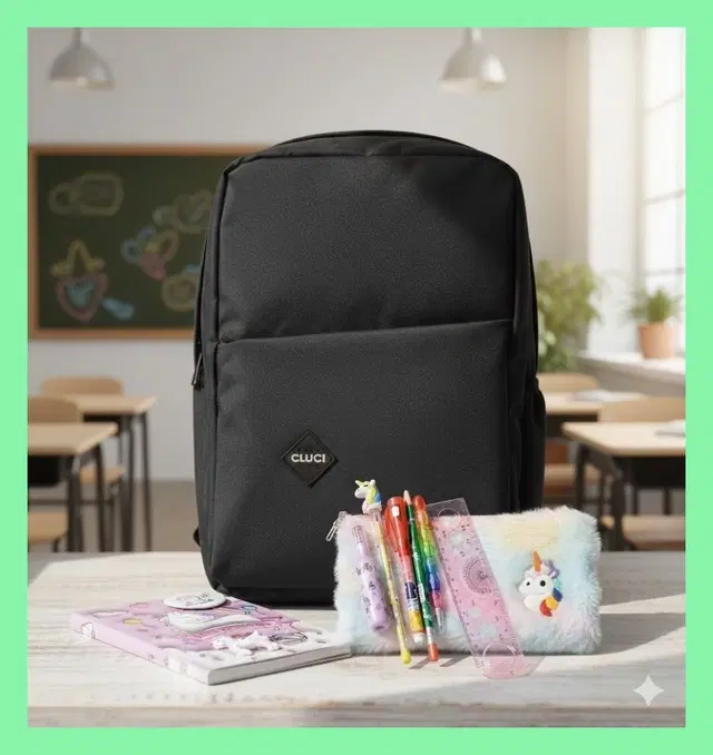 Polyester Backpack, Unicorn Notebook, Plush Journal, & Rainbow Stationery Kit, Multicolour, Set of 1