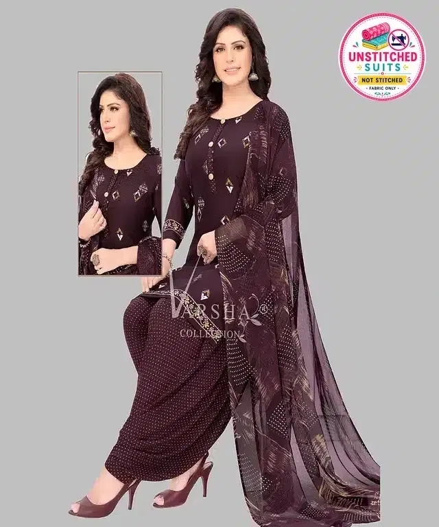 Unstitched Dress Material for Women & Girls (Wine)