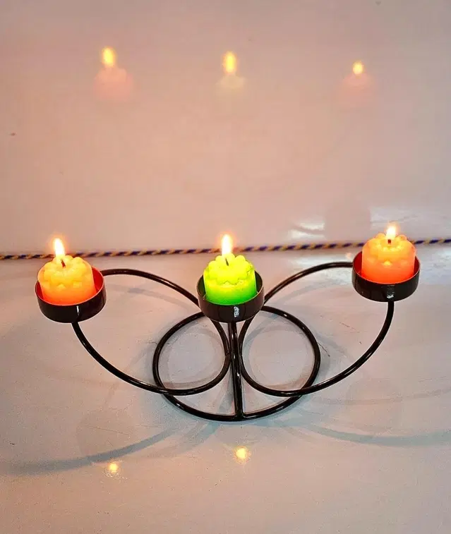 Metal Decorative Moroccan-Style Candle Holder, Black, Pack of 1