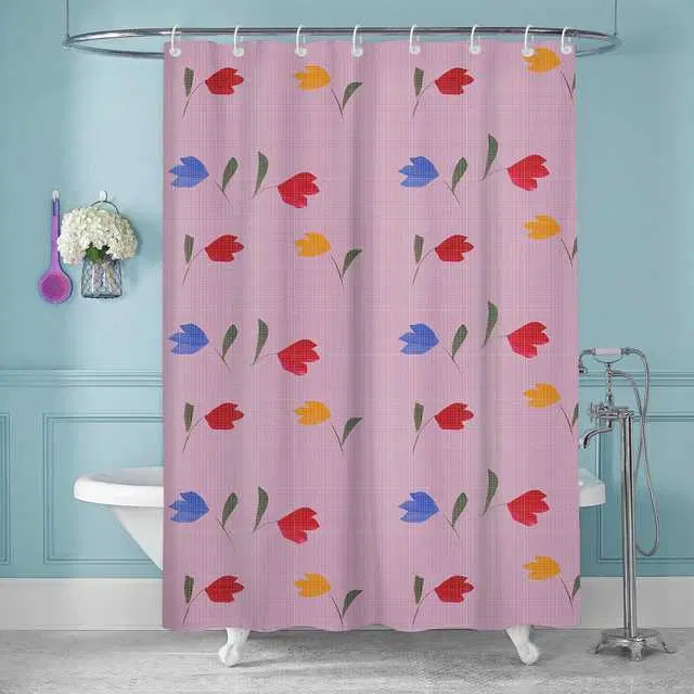 E-Retailer PVC Waterproof Shower Curtain, Pink, 84X54 Inches, SPM-17