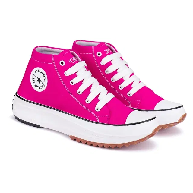 Casual Shoes for Women & Girls (Pink & White, 5)