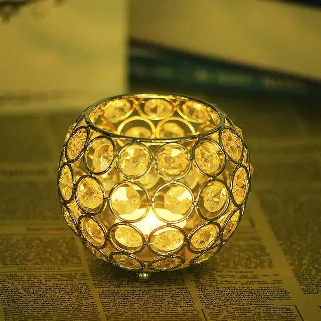 Candle Holders Iron Gold Ball Tealight Holder, Pack of 1, BN-012