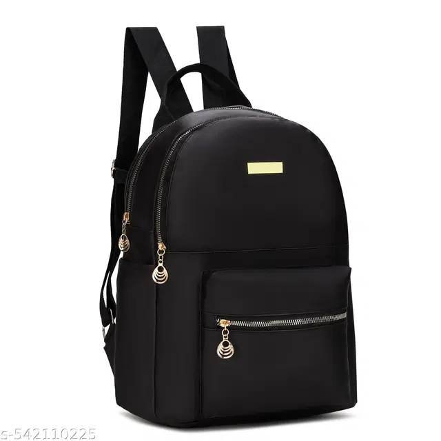 Nylon Backpack for Women (Black)