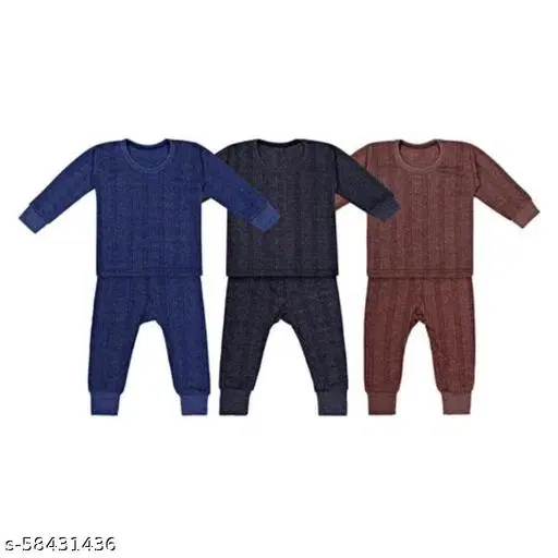 Woolen Thermal Set for Kids, Set of 3 (Multicolor, 0-3 Months)