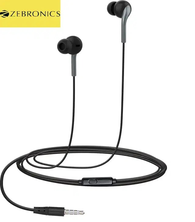ZEBRONICS ZEB-BRO, With In-Line MiC, 3.5mm Jack, 10mm drivers, Compatible for Phone/Tablet Wired, Black, In the Ear
