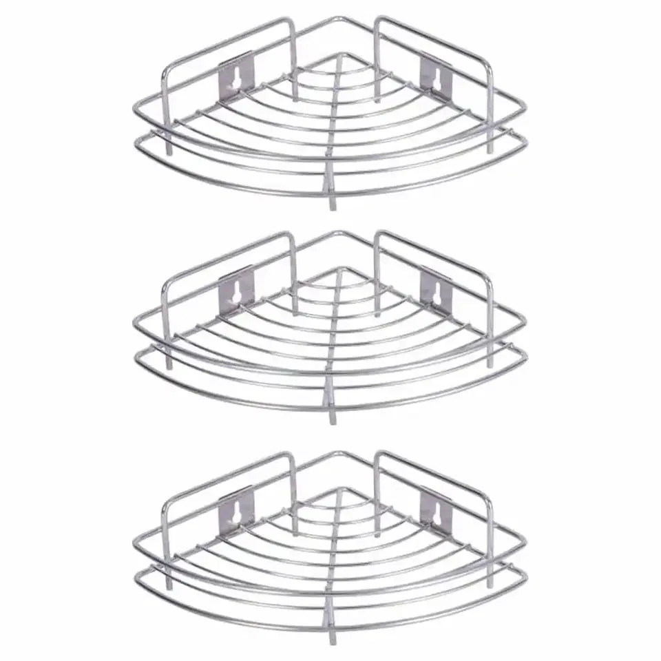 Oc9 Stainless Steel Corner Shelf 9X9 Inch, Pack Of 3
