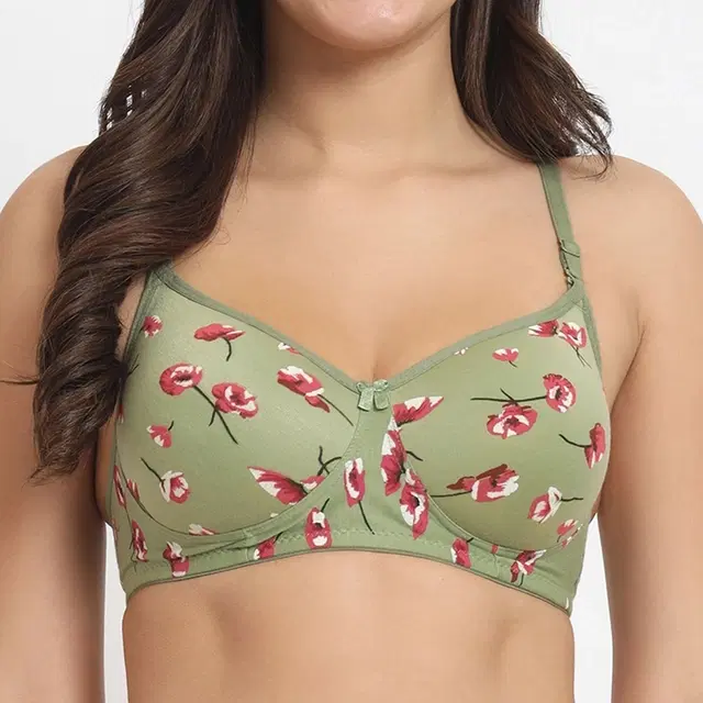 Cotton Blend Bra for Women, Green (38)