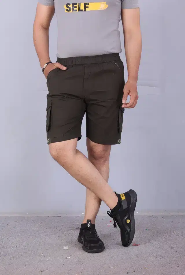 Cotton Cargo Shorts for Men (Brown, 28)