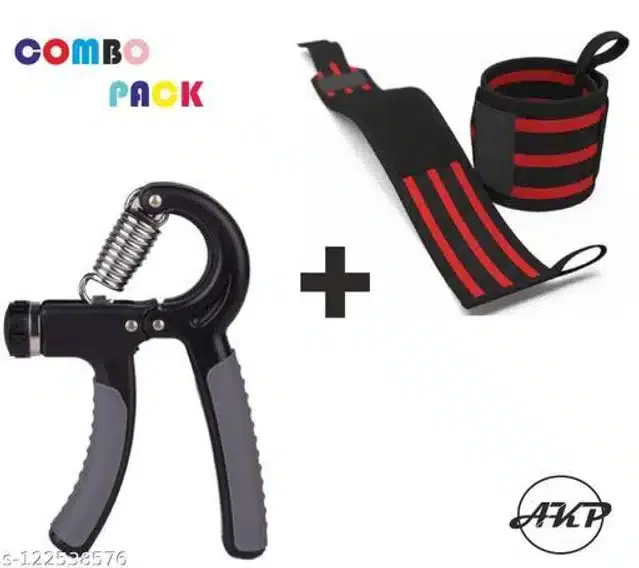 Wrist Support Bands & Hand Gripper, Multicolor, Free Size, Set of 2