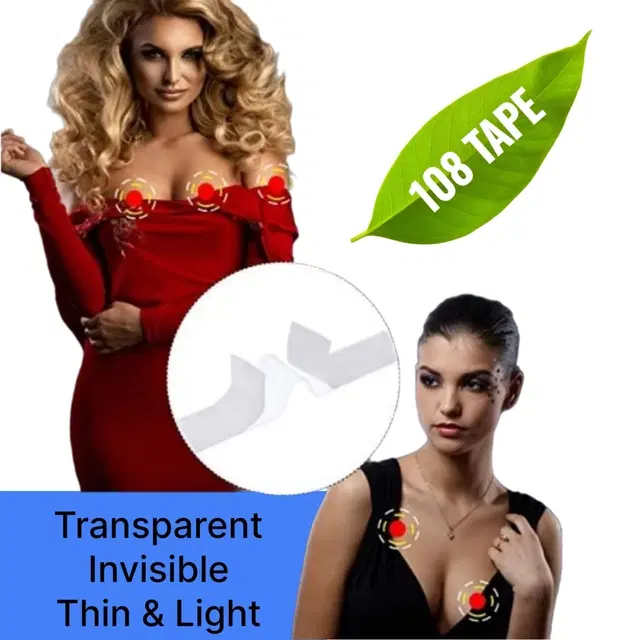 Acrylic Film Clothing 108 Double Sided Tape Strips, Transparent, Set of 1