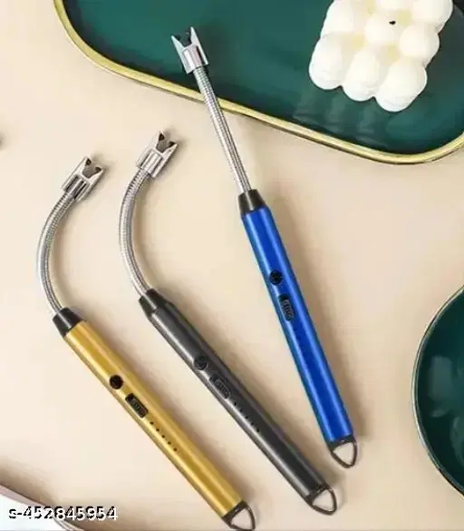 Rechargeable Flameless & Windproof Gas Lighter with LED Battery Indicator, Multicolor, Pack of 1