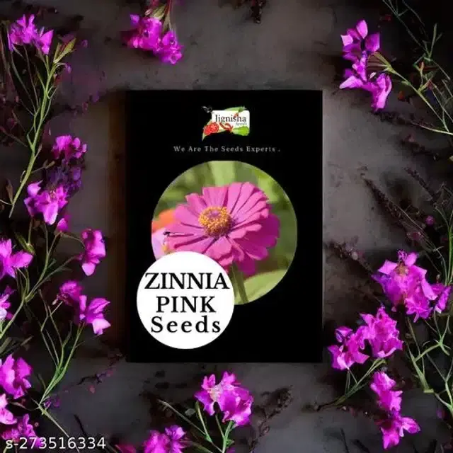 Zinnia Pink Hybrid Flower Seeds, Pack of 30