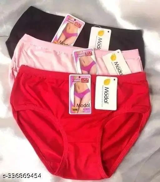 Nylon Briefs for Women, Black, Pack of 3 (XL)