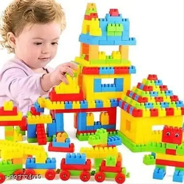 Plastic Block Toys for Kids, Multicolor, Set of 50