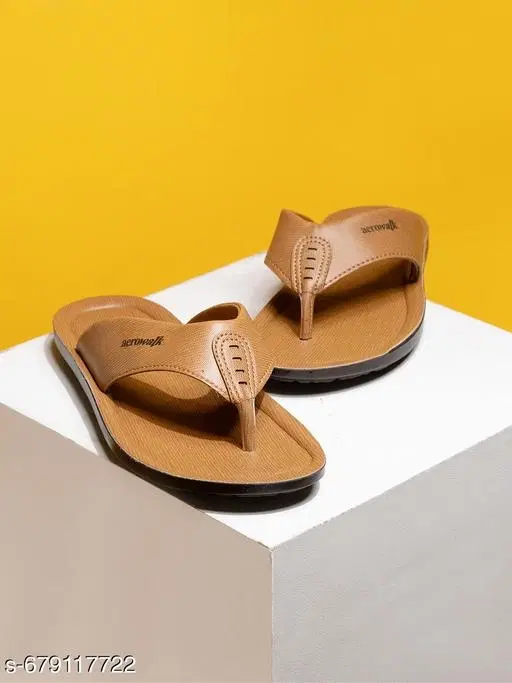 Aerowalk PU Flip-flops for Men (Brown, 6)