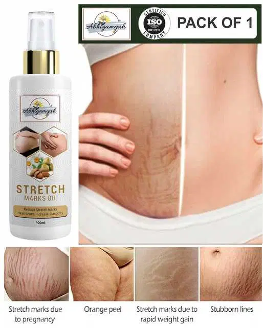 Abhigamyah Present Repair Stretch Marks Removal Natural Heal Pregnancy Breast, Hip, Legs, Mark Oil, 100 ml, Pack Of 1, A-973