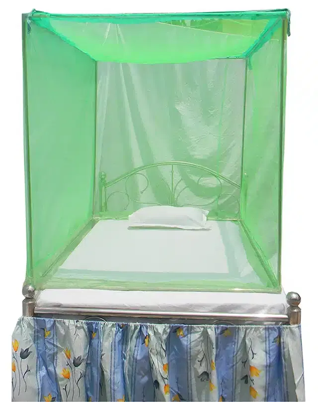 Polyester Single Bed Mosquito Net, Green, 6x3 feet
