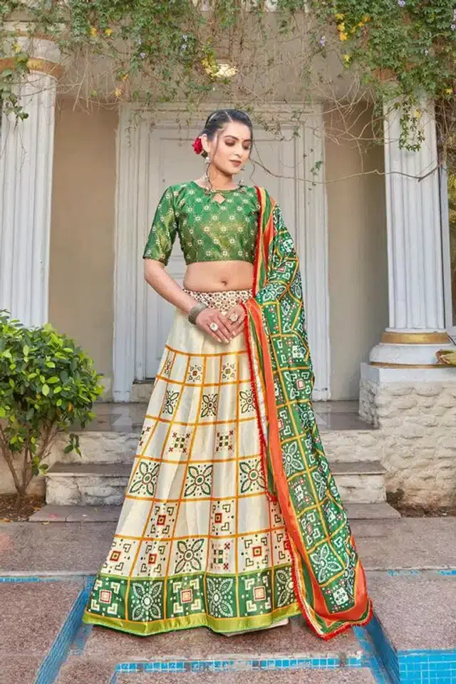 Digital Printed Unstitched Lehenga Choli for Women (Multicolor)
