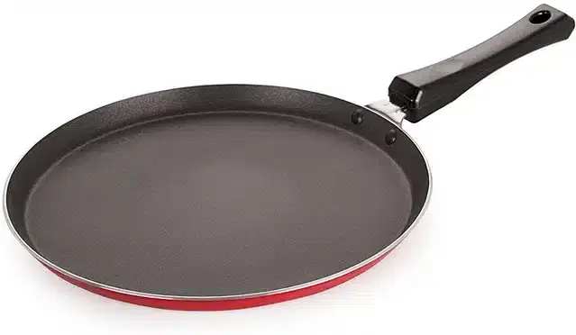 Aluminium Non Stick Tawa with Bakelite Handle, Red & Black, 24 cm