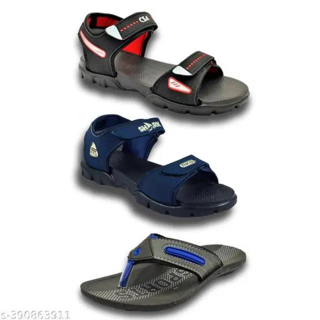 Sandals with Flipflop for Men, Pack of 3 (Multicolor, 6)