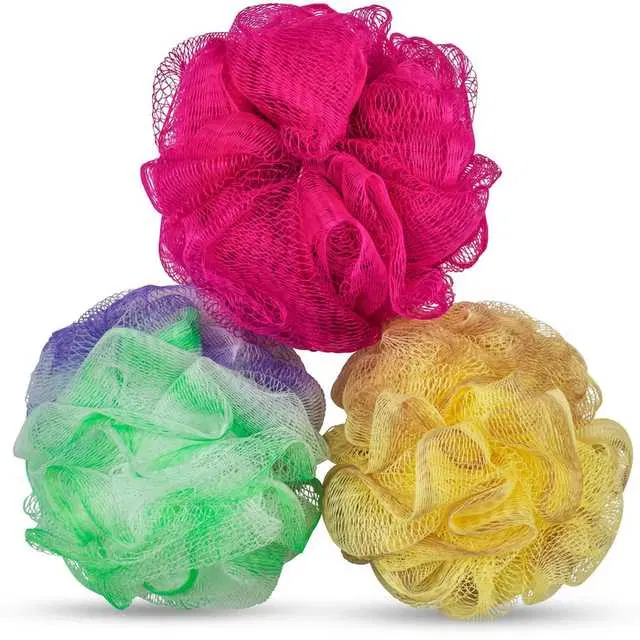 Round Scrub Bath Sponge Loofah For Men And Women, Pack Of 3, Multicolor, R-277