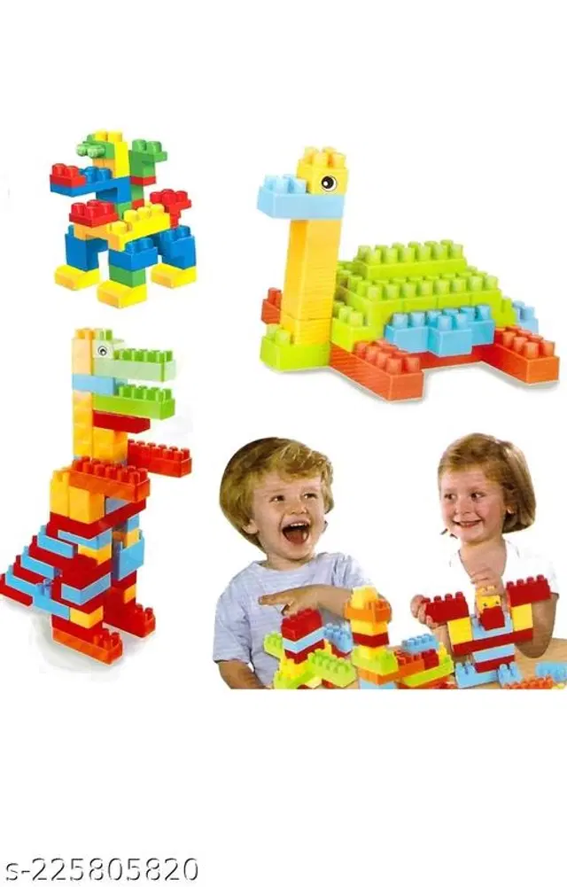 Plastic 60 Pcs Block Toys Set for Kids, Muticolor, Set of 1
