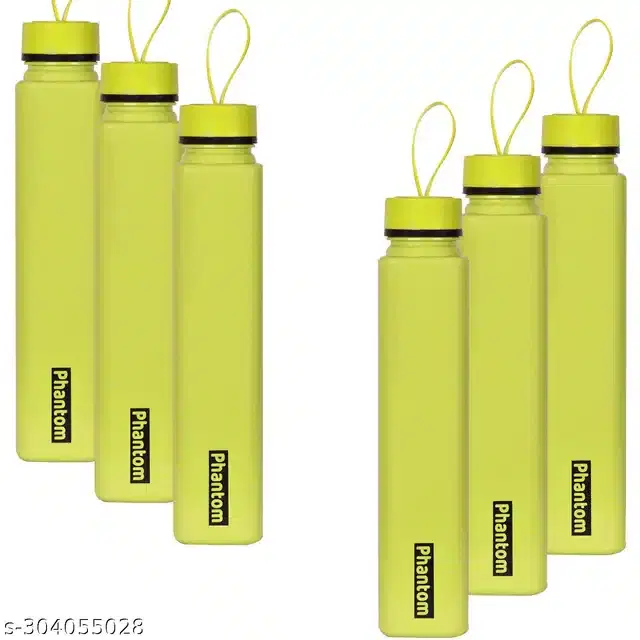 Plastic Water Bottles Set, Pack of 6, Green, 1000 ml