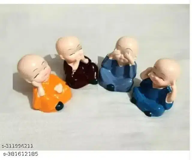 Porcelain Baby Monks Showpieces, Multicolor, Set of 4