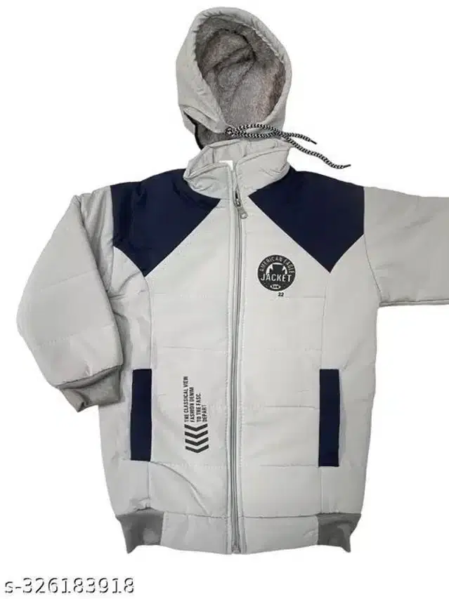 Woolen Jacket for Boys (Grey & Blue, 4-5 Years)