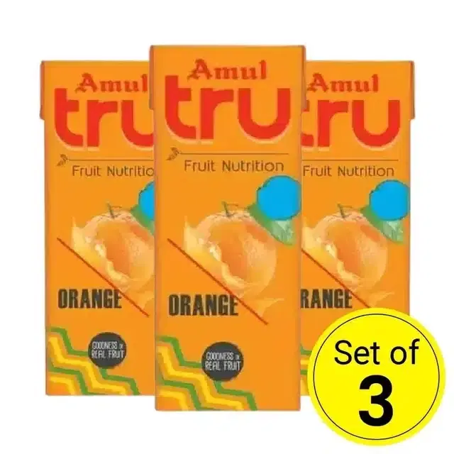 Amul Tru Orange Juice 3X150 ml Tetra Pack (Set Of 3)
