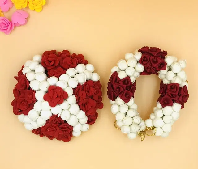 Artificial Flower Reusable Handcrafted Gajra for Women, Pack of 2 (Multicolor)