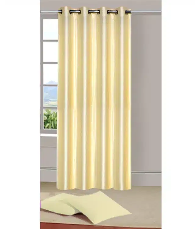 Polyester Solid Door & Window Curtains, Cream, 7 feet