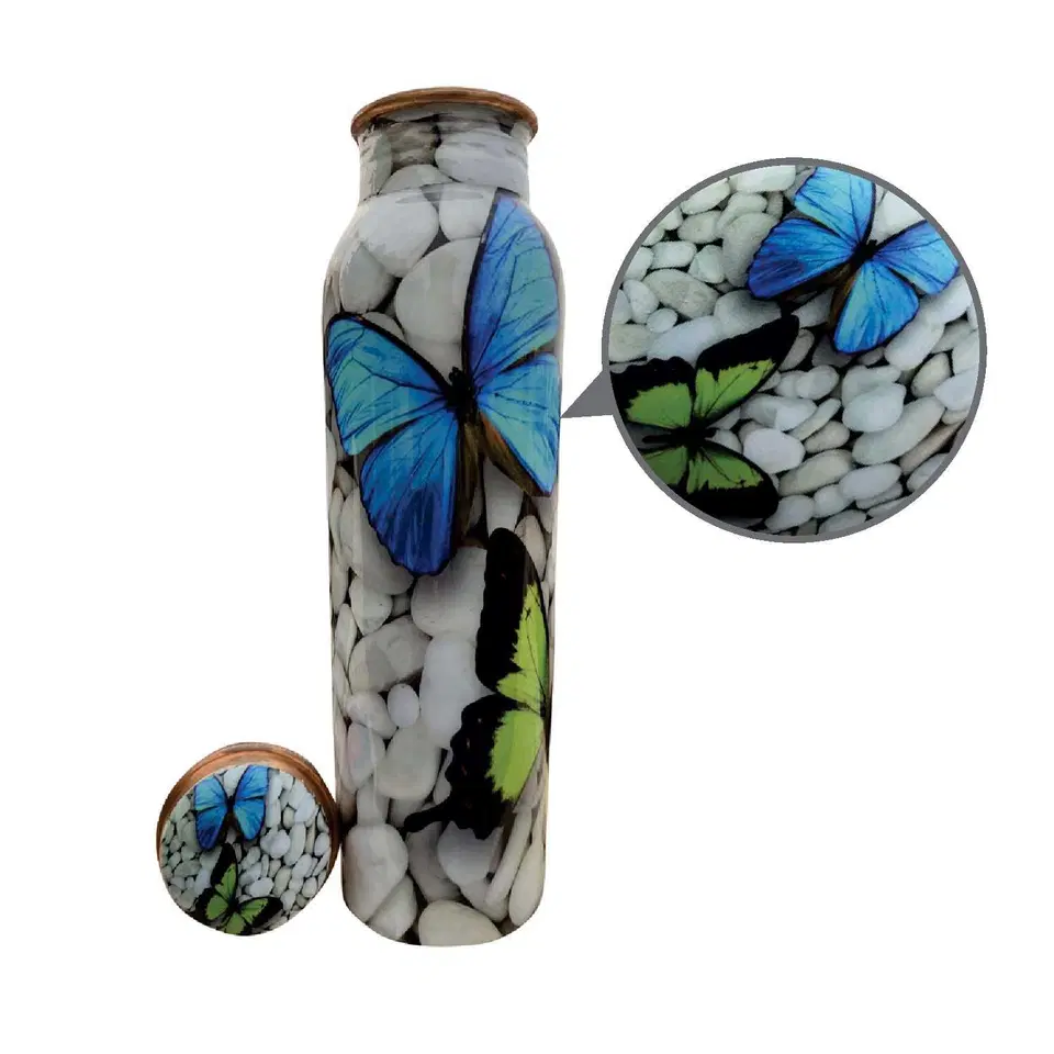 Healthchoice Copper Bottle Butterfly Look Handmade Design, 1000 ml