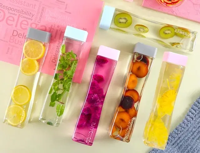 KS Concave Plastic water bottle With Square Cap, Square Shape Water Bottle For Gym, School, Office (Multicolor, Pack of 6)