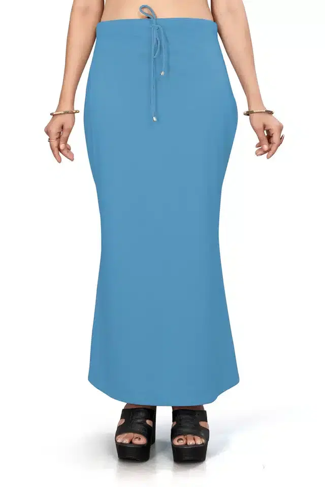 Lycra Solid Saree Petticoat for Women (Sky Blue, S)