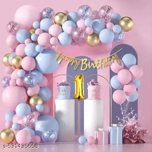 45 Pcs 1st Birthday Decoration kit, Multicolour, Set of 1
