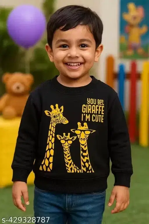 Cotton Printed Hoodie for Boys, Black (0-6 Months)