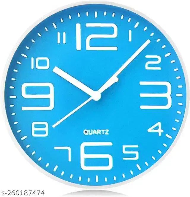 Plastic Analog Wall Clock, Blue & White