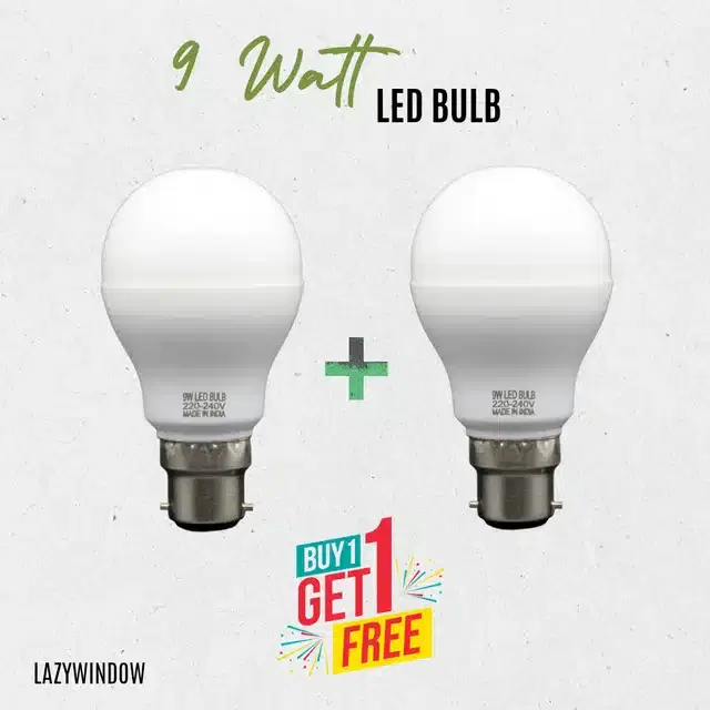 LAZYwindow Premium Quality LED Bulbs, White, 9 W, Pack of 2