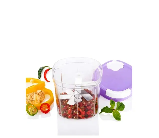 Plastic Manual Vegetables Chopper, Multicolor, 1000 ml