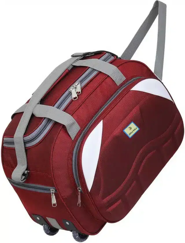 Polyester Traveling Luggage Bag with Wheels, Maroon Red,60 L