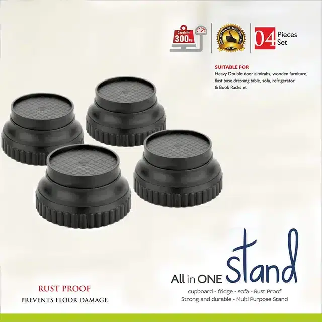 Refrigerator Stand, Pack of 4, Black