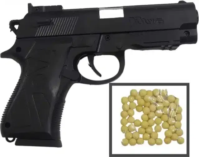 Plastic Gun Toys with 60 Pcs Bullets for Kids, Black & Yellow