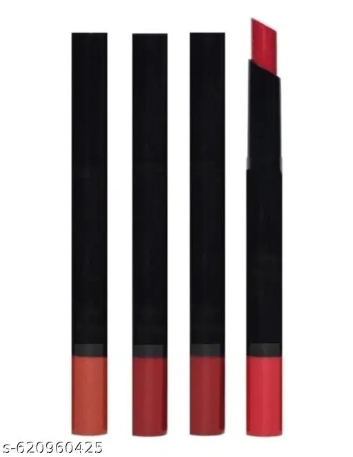 Pack of 4 Matte Lipsticks, Intense Colour Pay Off, Full Coverage Long Lasting Weightless Velvety Formula