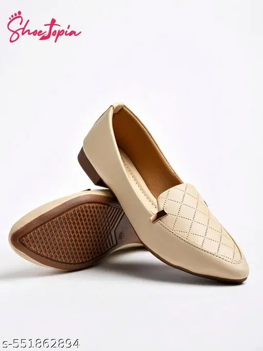 Solid Synthetic Ballerinas for Girls (Cream, 7.5-8 Years)