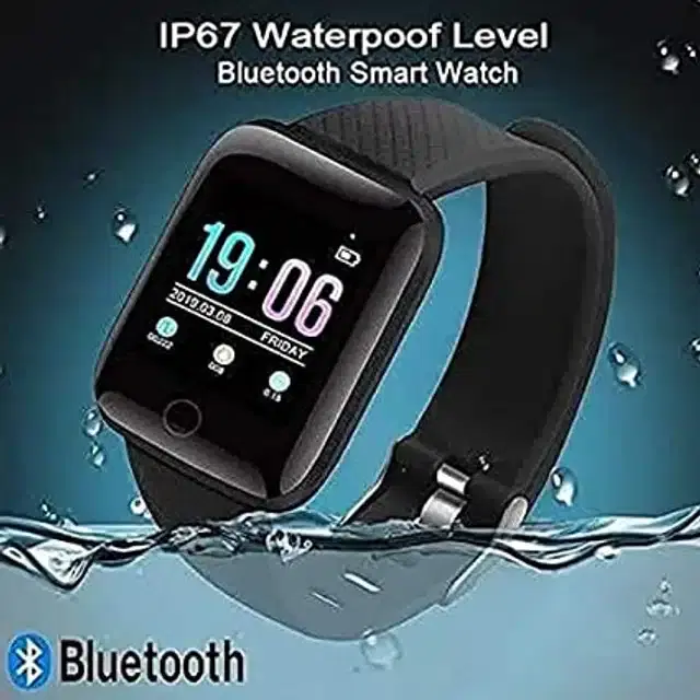 ID116 Bluetooth Smartwatch for Unisex, Black